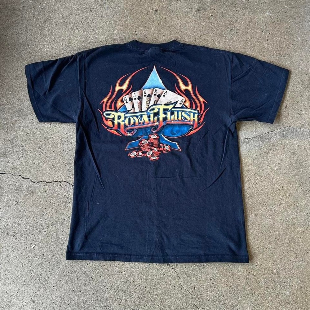 Y2K Royal flush flame skater graphic tee shirt tshirt Size L